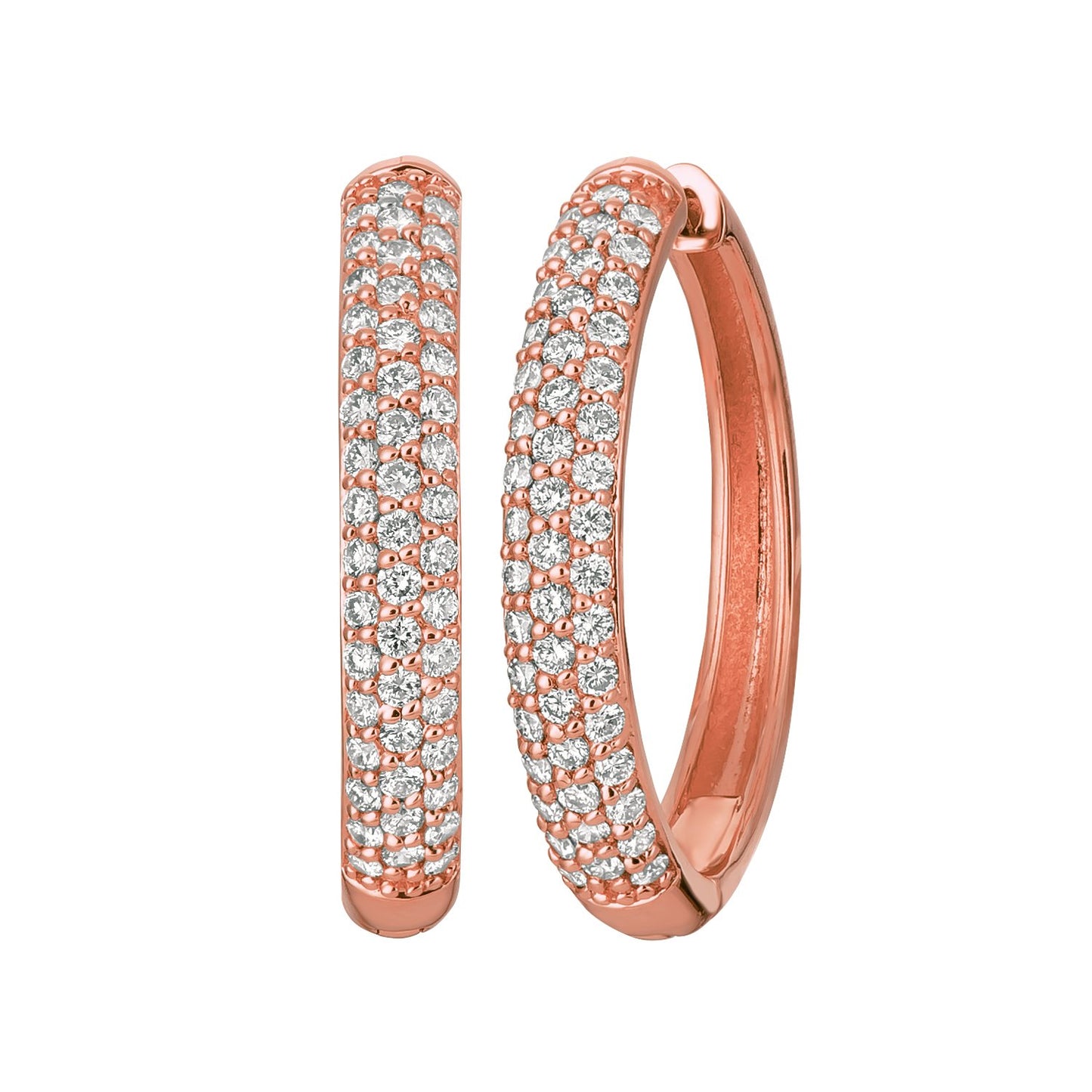 Morris & David's 14K Rose Gold 1-carat Diamond Pave Hoops