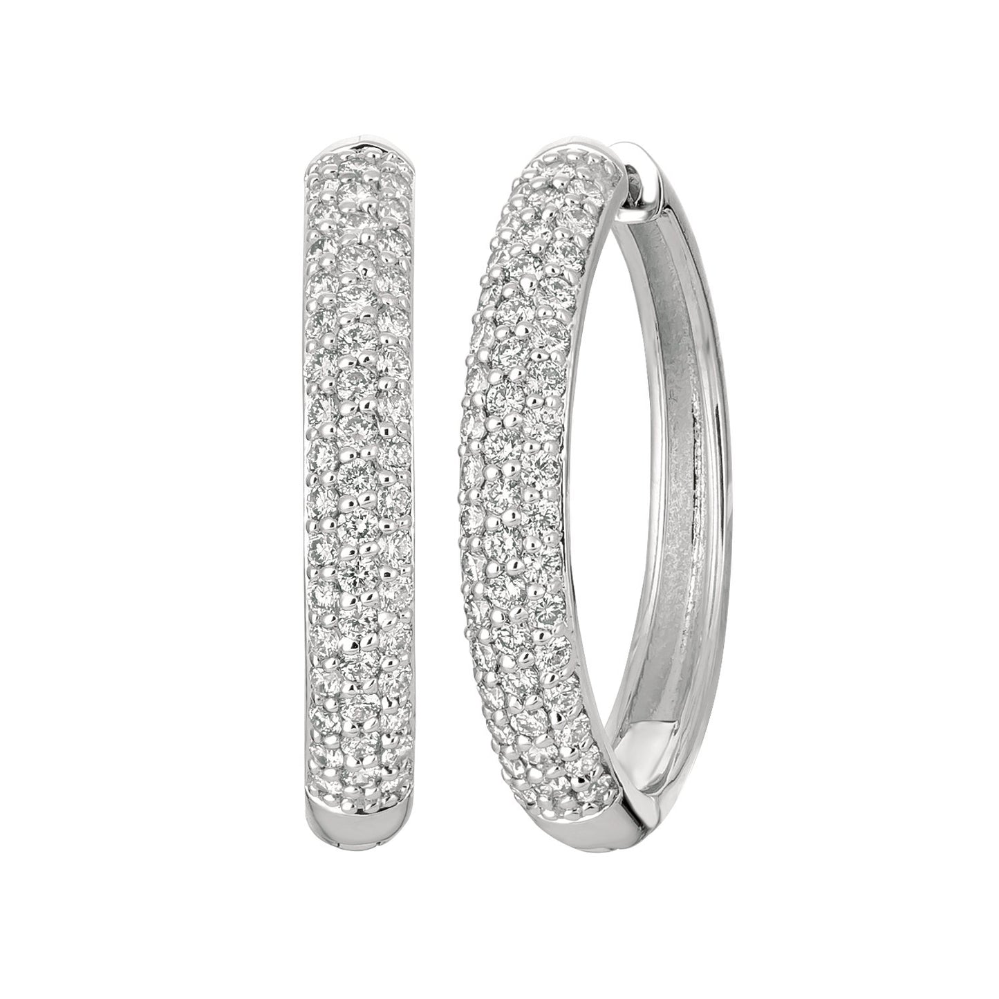 Morris & David's 14K White Gold 1-carat Diamond Pave Hoops