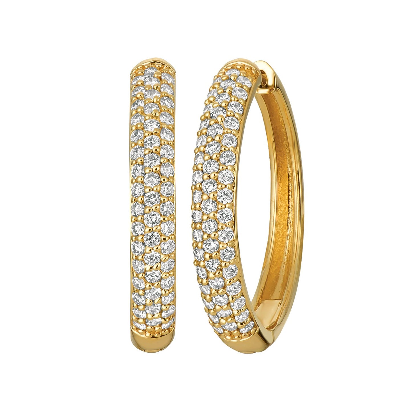 Morris & David's 14K Yellow Gold 1-carat Diamond Pave Hoops