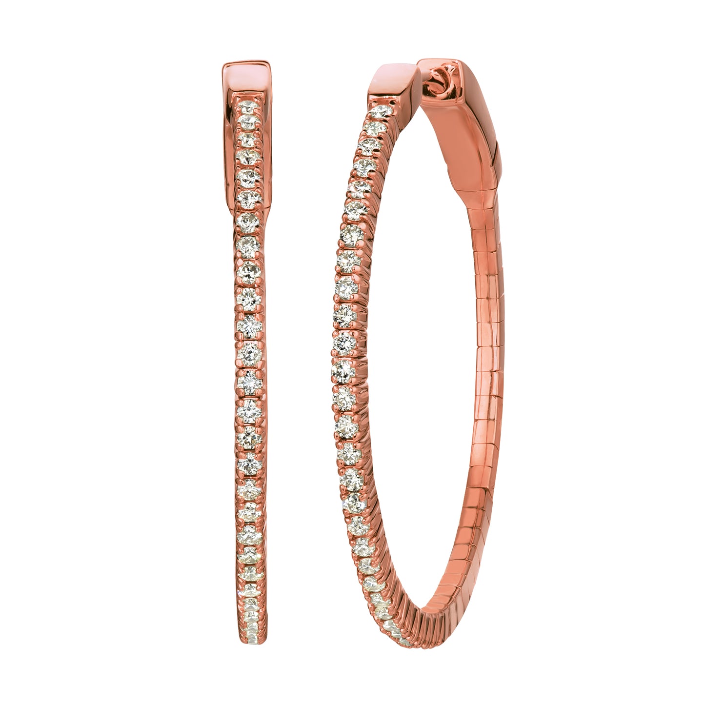 Morris & David's 14K Rose Gold Diamond Hoops
