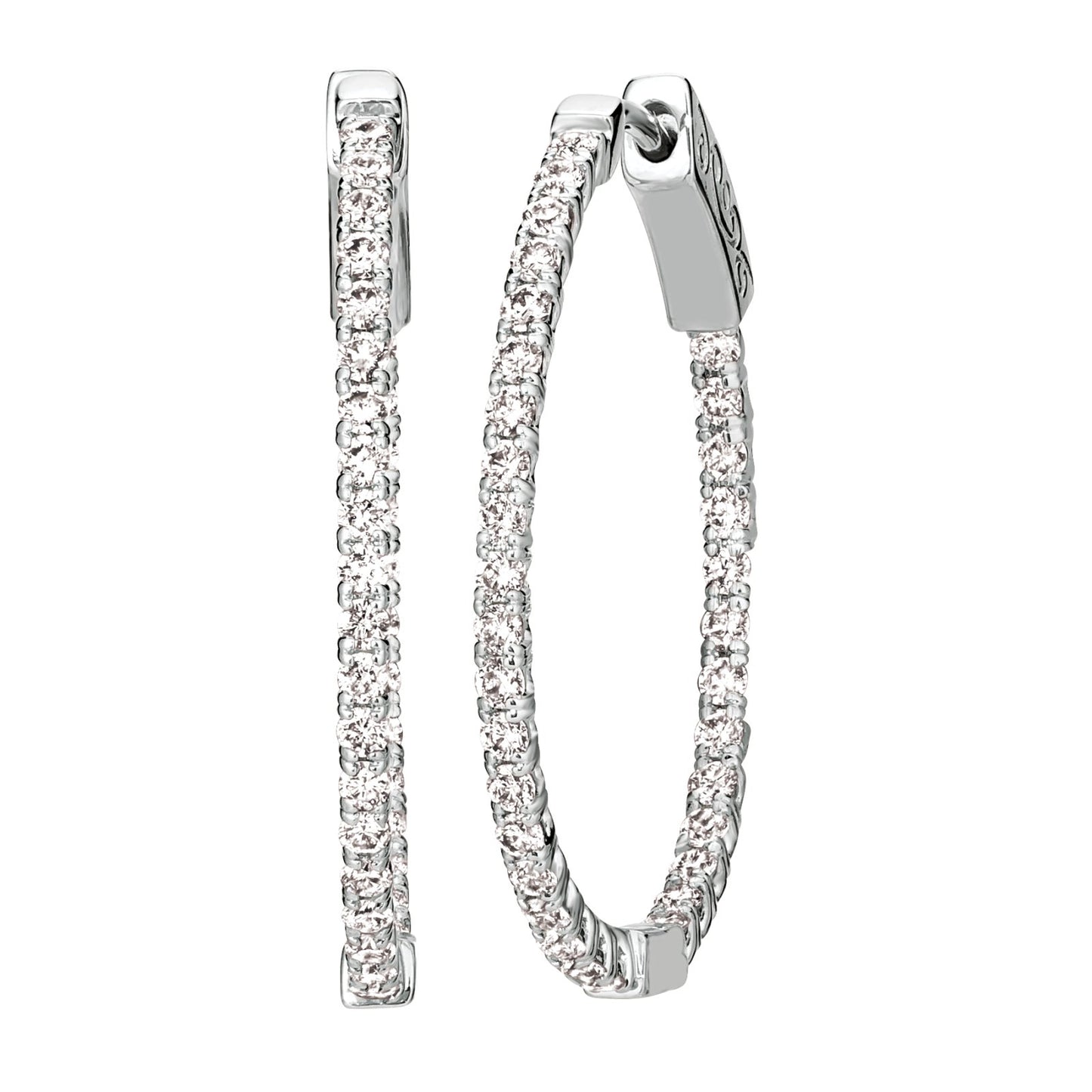 Morris & David's 14K White Gold Diamond Inside-out Hoops