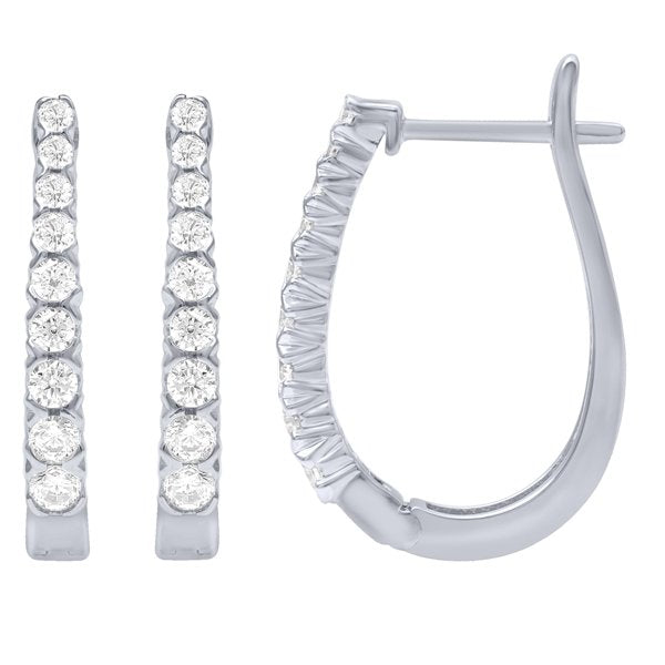 Morris & David's 14K White Gold 0.5-carat Diamond Oval Hoops