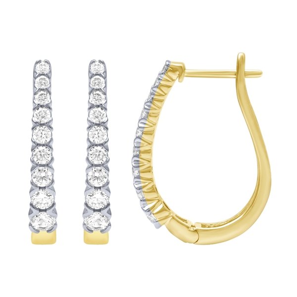 Morris & David's 14K Two-tone 1-carat Diamond Oval Hoops