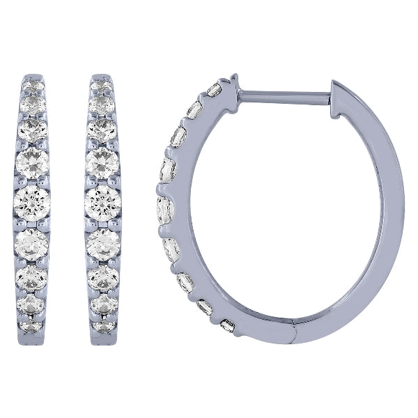 Morris & David's 14K White Gold 0.75-carat Diamond Oval Hoops