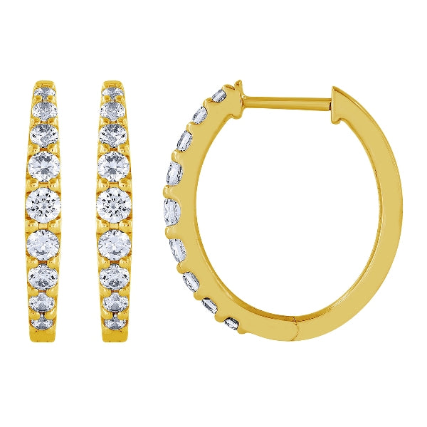 Morris & David's 14K Yellow Gold 0.75-carat Diamond Oval Hoops