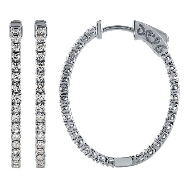 Morris & David's 14K White Gold 1-carat Diamond Inside-out Oval Hoops