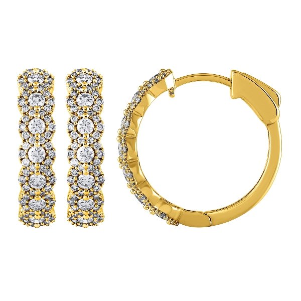 Morris & David's 14K Yellow Gold Diamond Floral Hoops