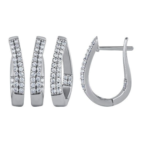 Morris & David's 14K White Gold 0.25-carat Diamond Oval Hoops