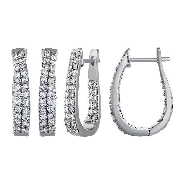 Morris & David's 14K White Gold 1.5-carat Diamond Oval Hoops
