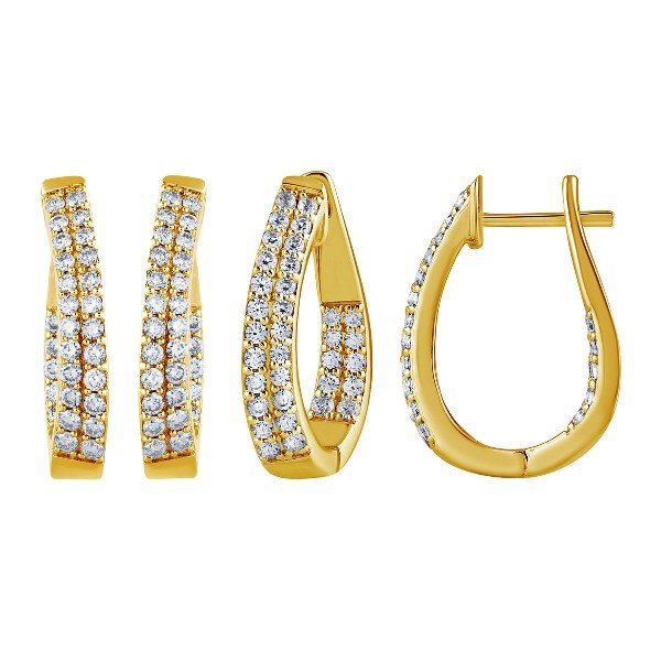 Morris & David's 14K Yellow Gold 1-carat Diamond Oval Hoops