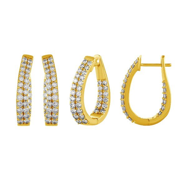 Morris & David's 14K Yellow Gold 2-carat Diamond Oval Hoops