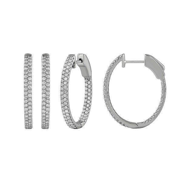 Morris & David's 14K White Gold 1-carat Diamond Oval Hoops