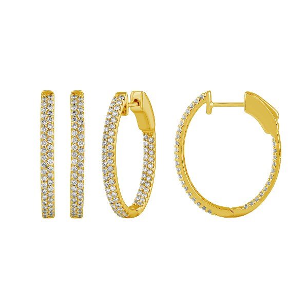 Morris & David's 14K Yellow Gold 1-carat Diamond Oval Hoops