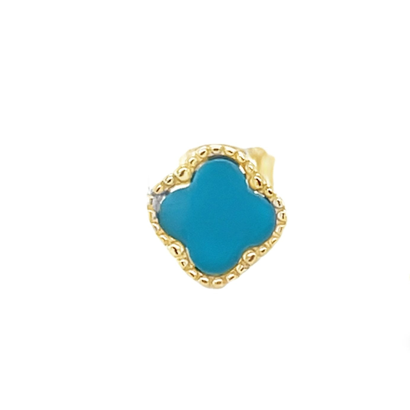 Jai's 14K Yellow Gold Turquoise Clover Studs