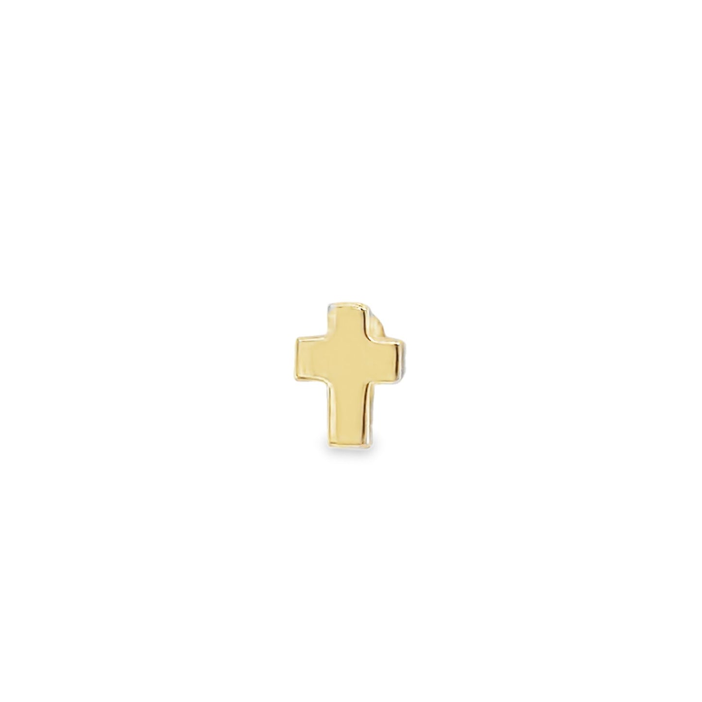 Jai's 14K Yellow Gold Smooth Cross Single Stud