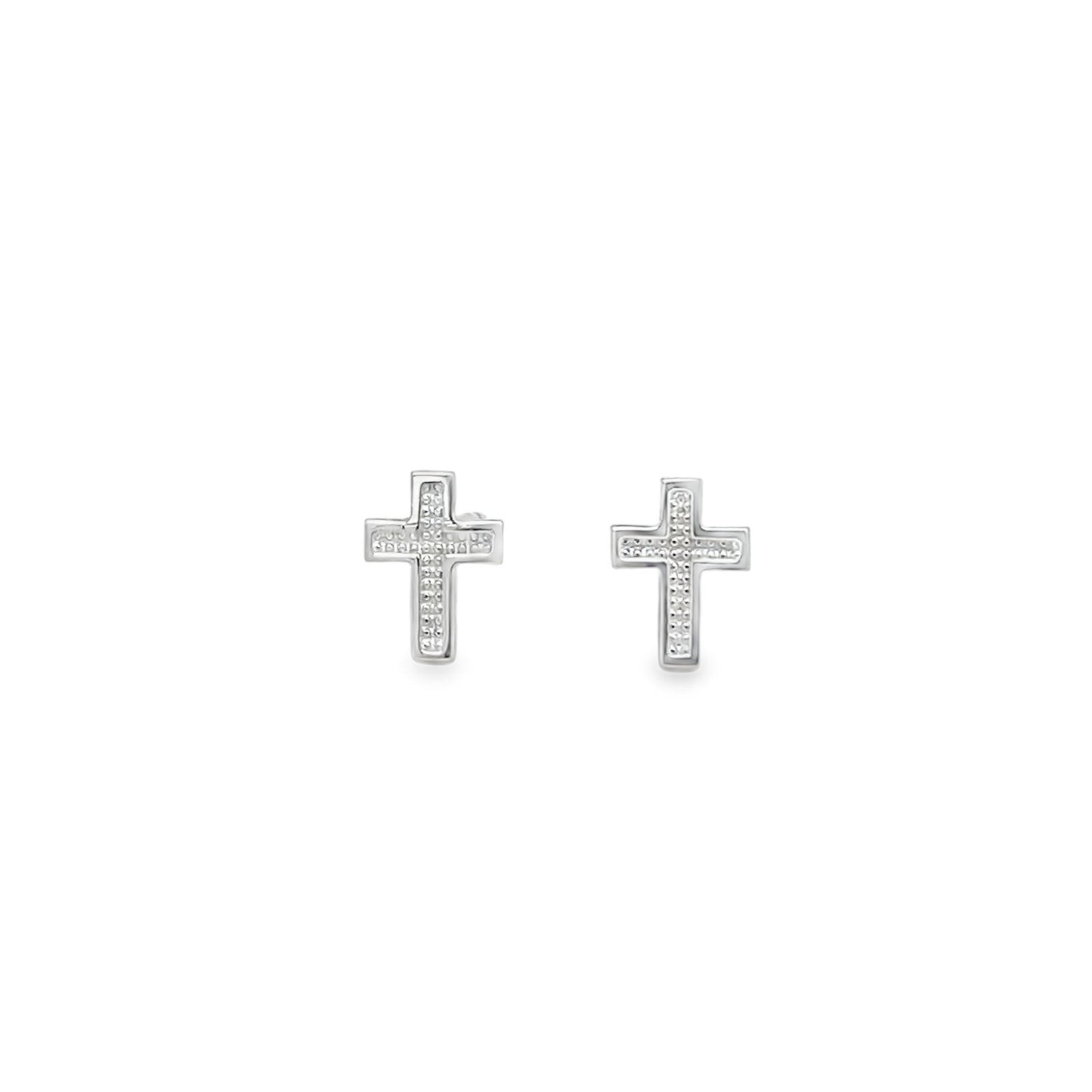Jai's 14K White Gold Engraved Cross Studs