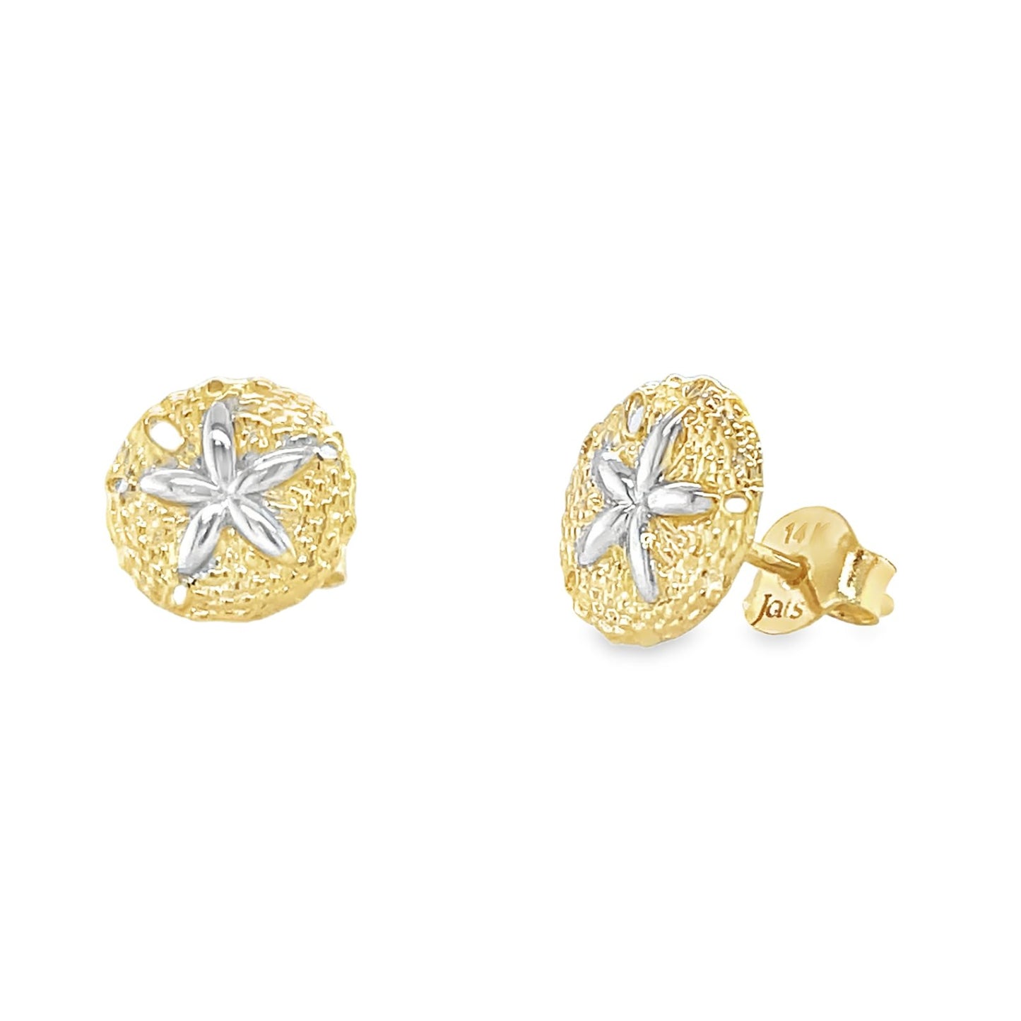 Jai's 14K Two-tone Sand Dollar Studs