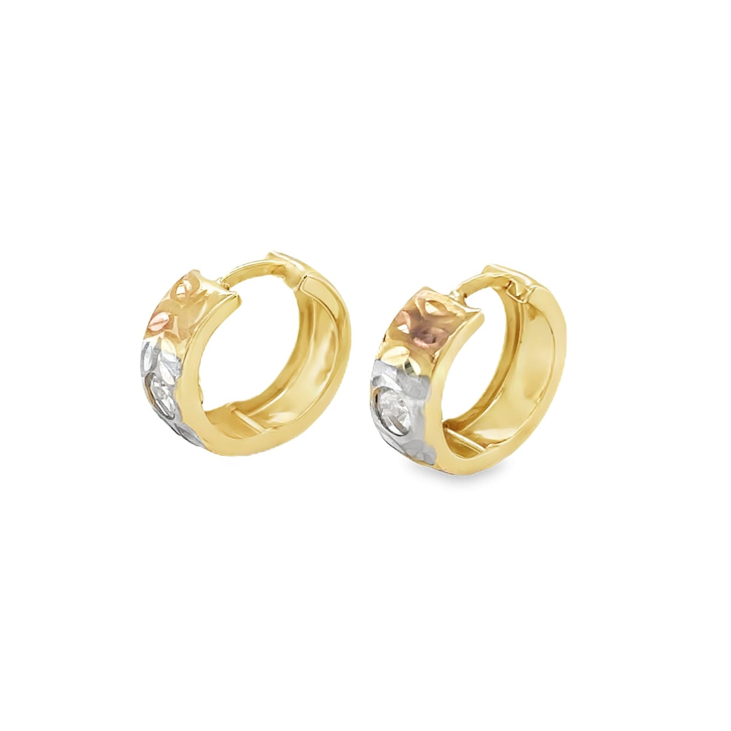 Jai's 14K Tri-tone Diamond-cut Huggies