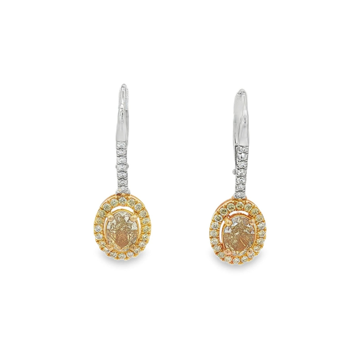 Jai's 18K Two-tone Oval-cut Yellow Diamond Drop Earrings