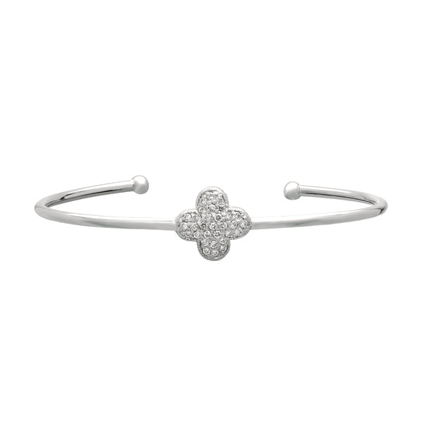 Morris & David's 14K White Gold Diamond Clover Bangle