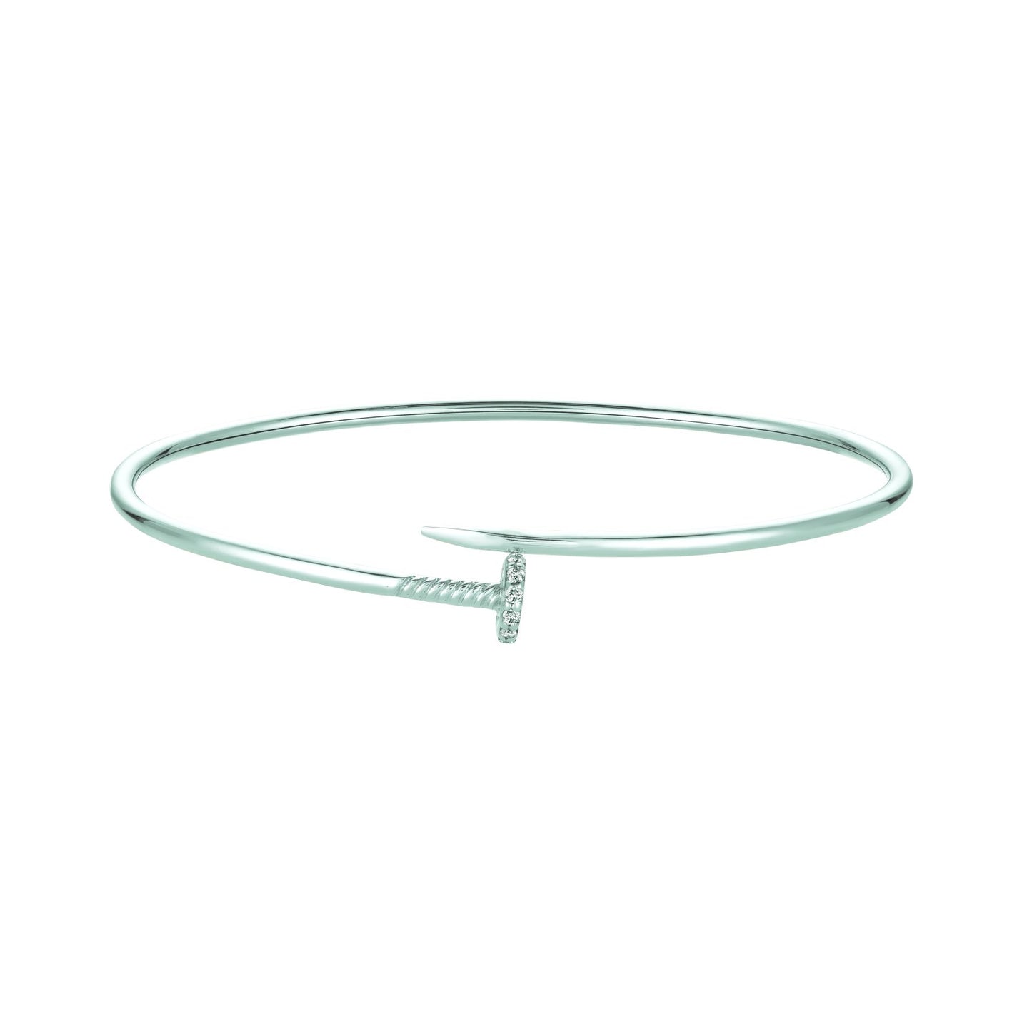 Morris & David's 14K White Gold Diamond Nail Bangle