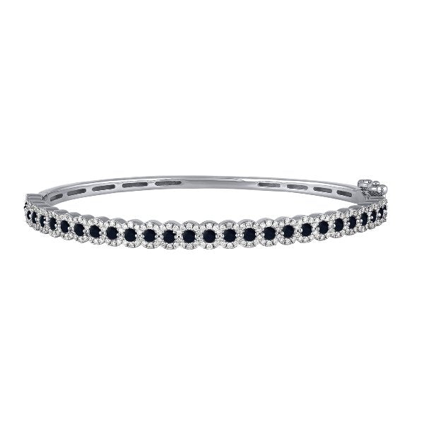 Morris & David's 14K White Gold Diamond & Sapphire Floral Bangle