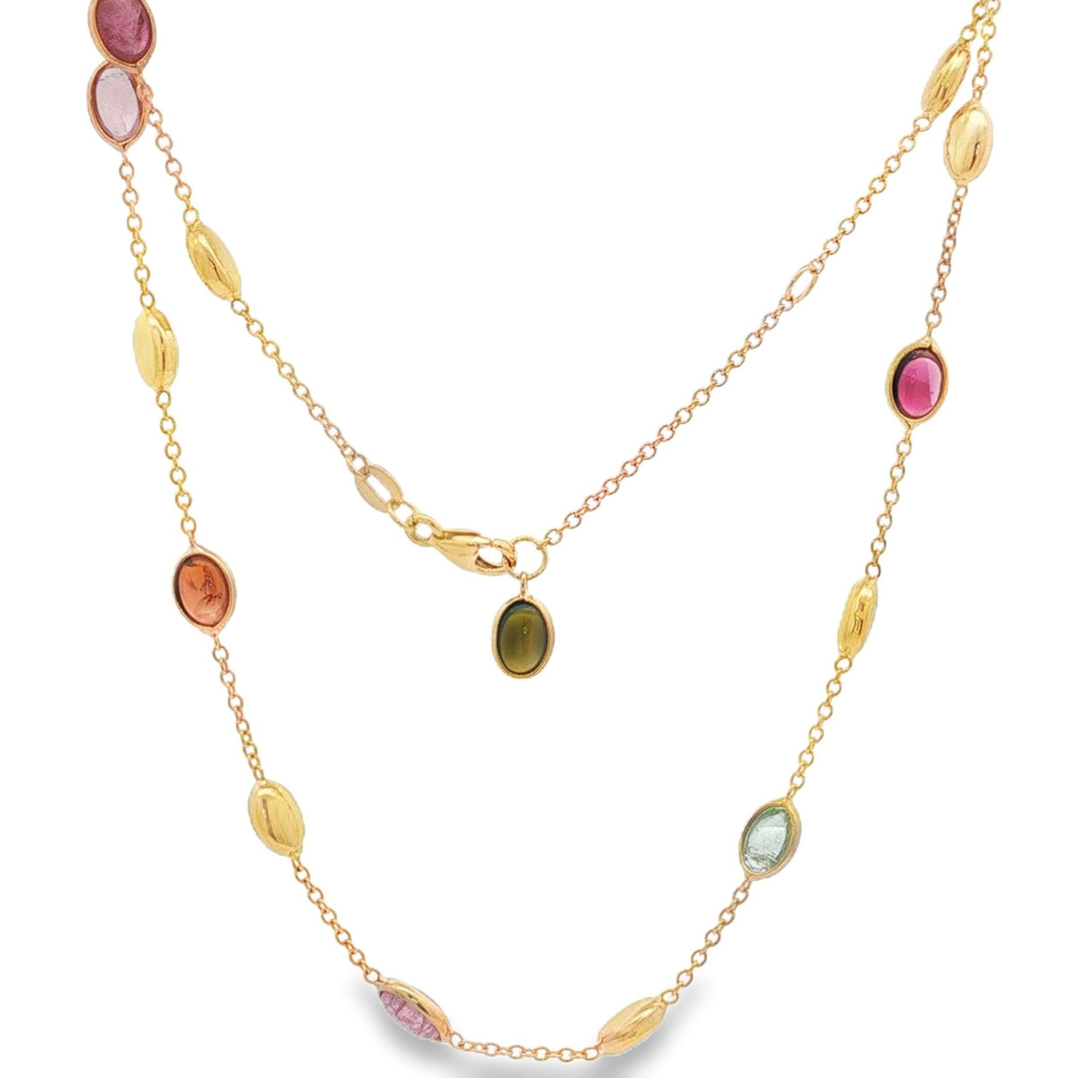 Jai's 18K Yellow Gold Tourmaline & Polished Bead Necklace
