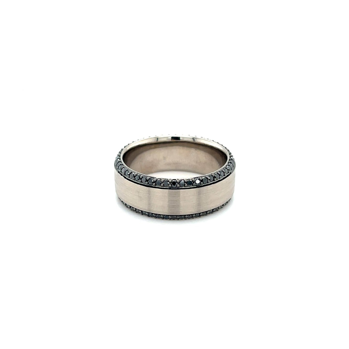 Jai's 14K Gray Gold Thick Black Diamond Wedding Band