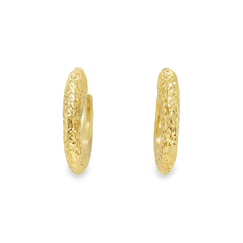 Jai's 14K Yellow Gold Diamond-cut Hooked Studs