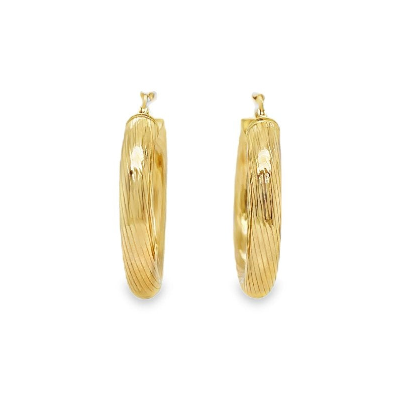 Jai's 14K Yellow Gold Lined Rounded Hoops