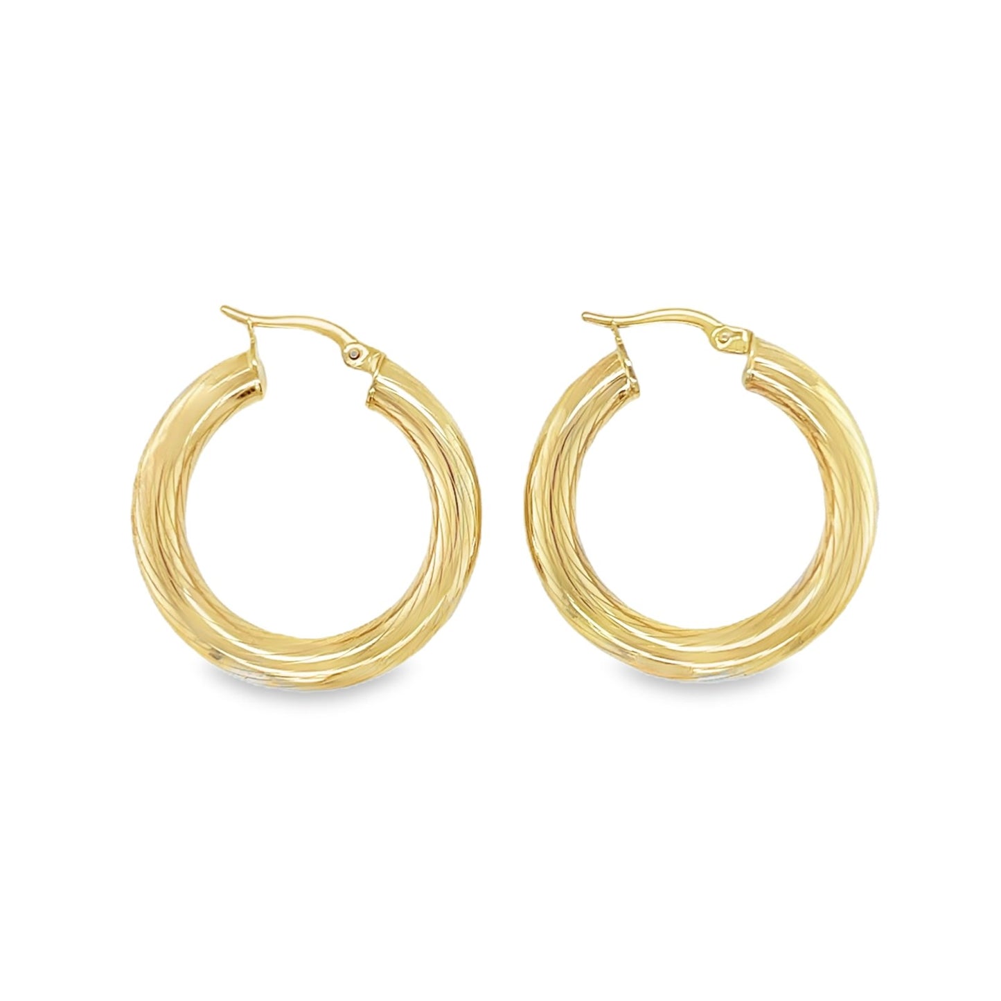 Jai's 14K Yellow Gold Lined Rounded Hoops