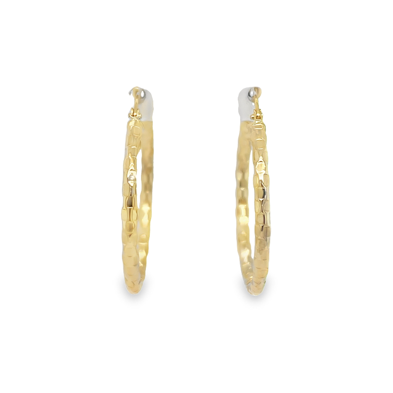 Jai's 14K Yellow Gold Engraved Hoops