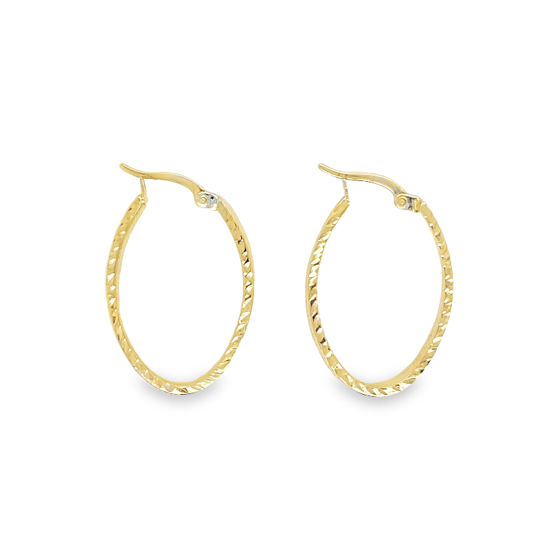 Jai's 14K Yellow Gold Flat Elongated Hoops