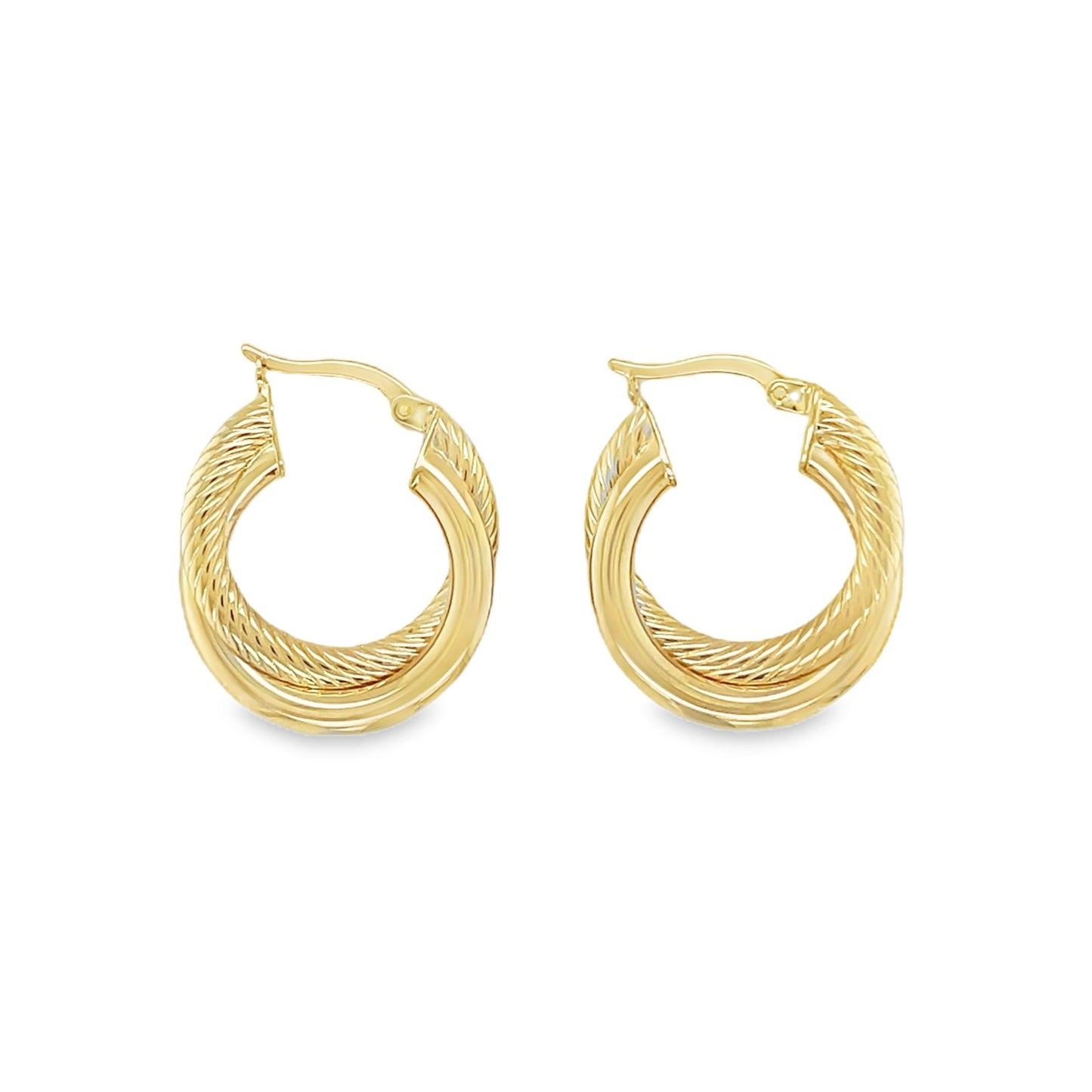 Jai's 14K Yellow Gold Criss-cross Hoops