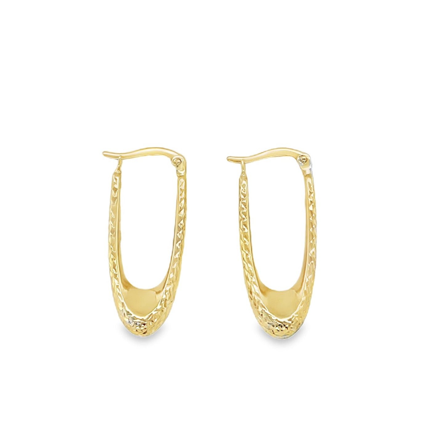Jai's 14K Yellow Gold Diamond-cut Oval Hoops