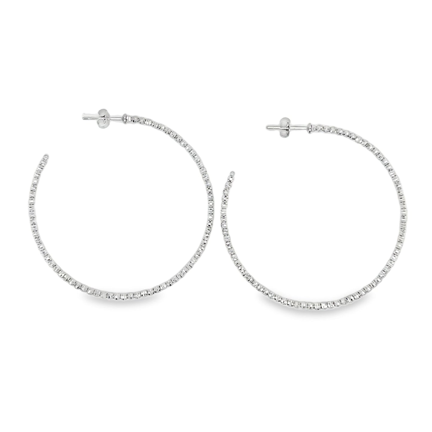 Jai's 14K White Gold Beaded Sparkle Hoops