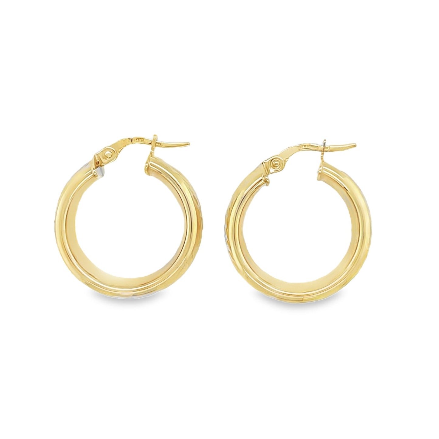 Jai's 14K Yellow Gold Small Thick Engraved Hoops