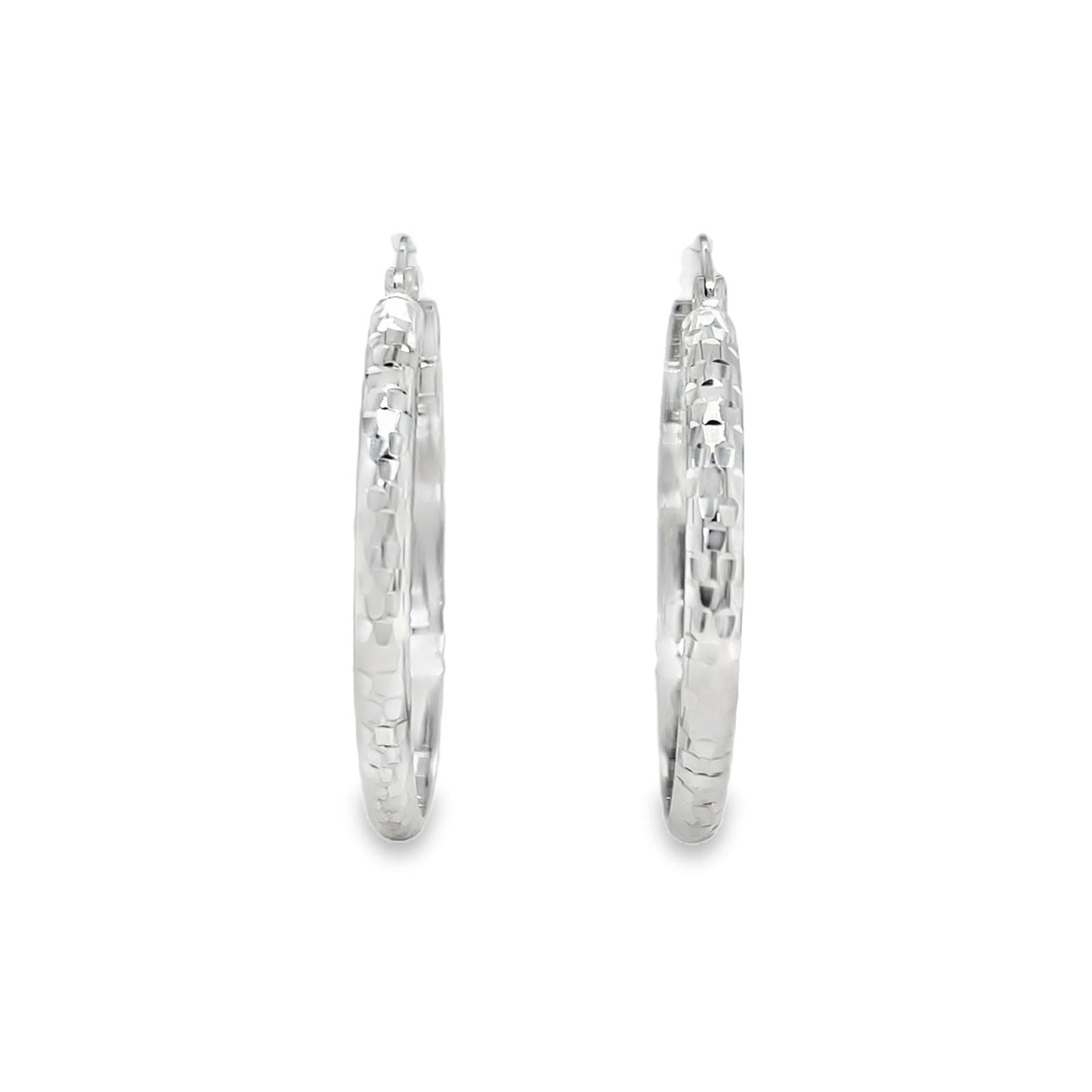 Jai's 14K White Gold Small Faceted Hoops