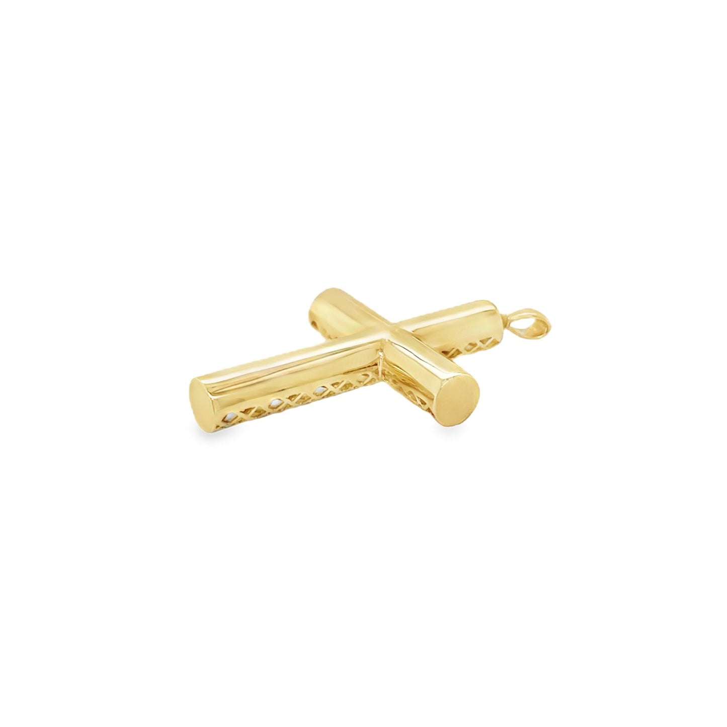 Jai's 14K Yellow Gold Rounded Cross Pendant