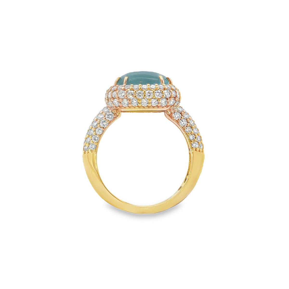 Jai's 18K Yellow Gold Diamond Pave & Aquamarine Ring