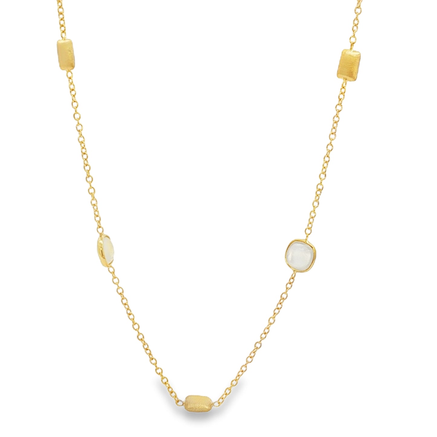 Jai's 18K Yellow Gold Moonstone & Satin Bead Necklace