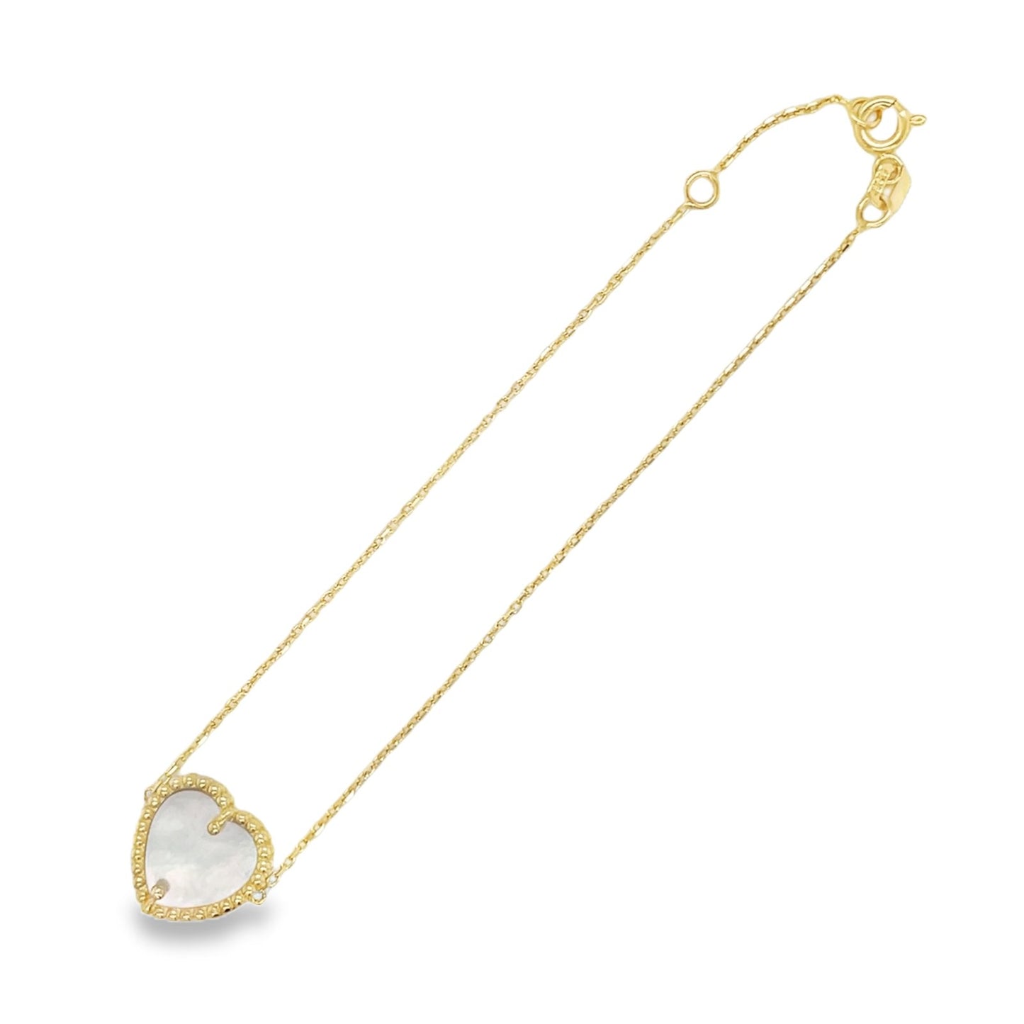 Jai's 14K Yellow Gold Mother-of-Pearl Heart Bracelet
