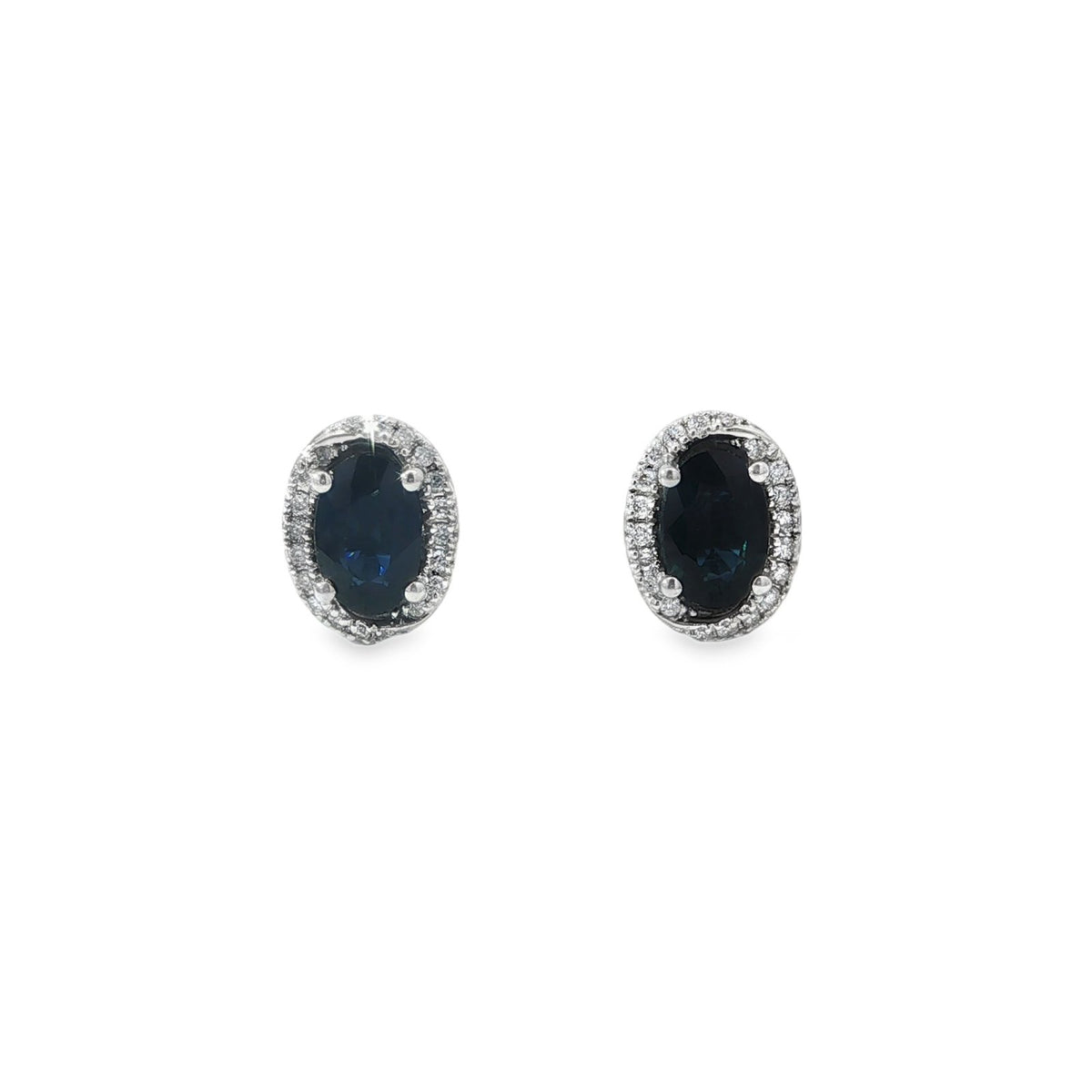 Jai's 14K White Gold Oval-cut Sapphire & Diamond Studs