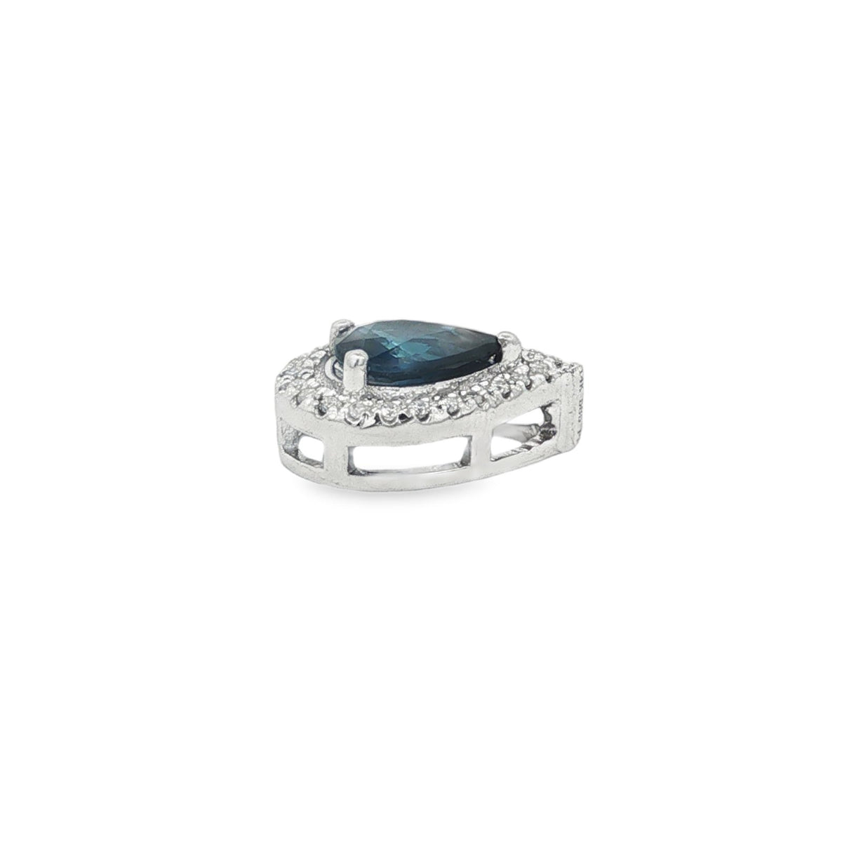 Jai's 14K White Gold Pear-cut Sapphire & Diamond Pendant