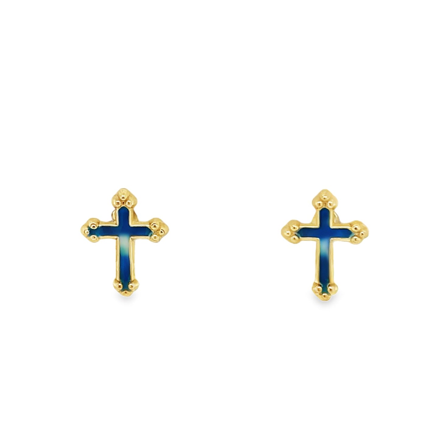 Jai's 14K Yellow Gold Vibrant Baby Cross Studs