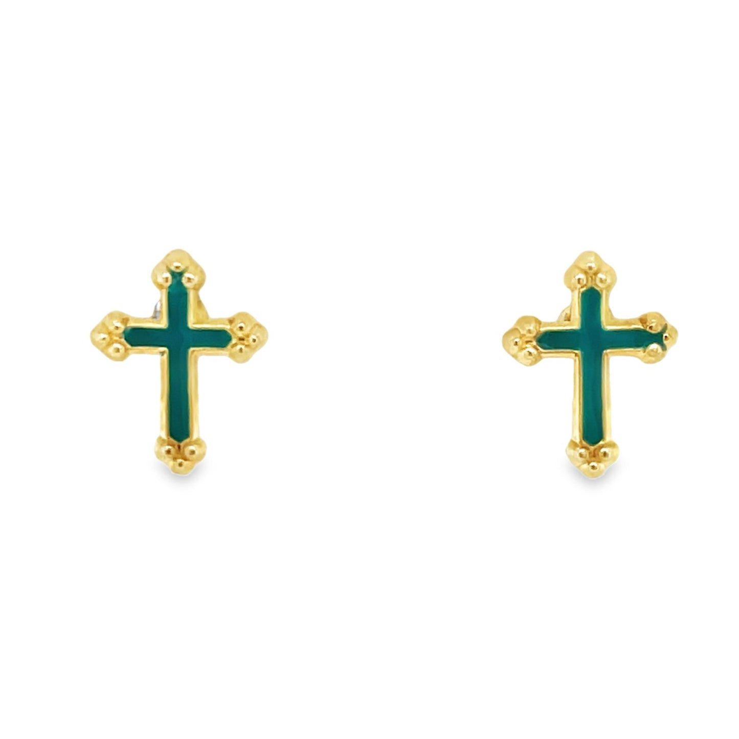 Jai's 14K Yellow Gold Vibrant Baby Cross Studs