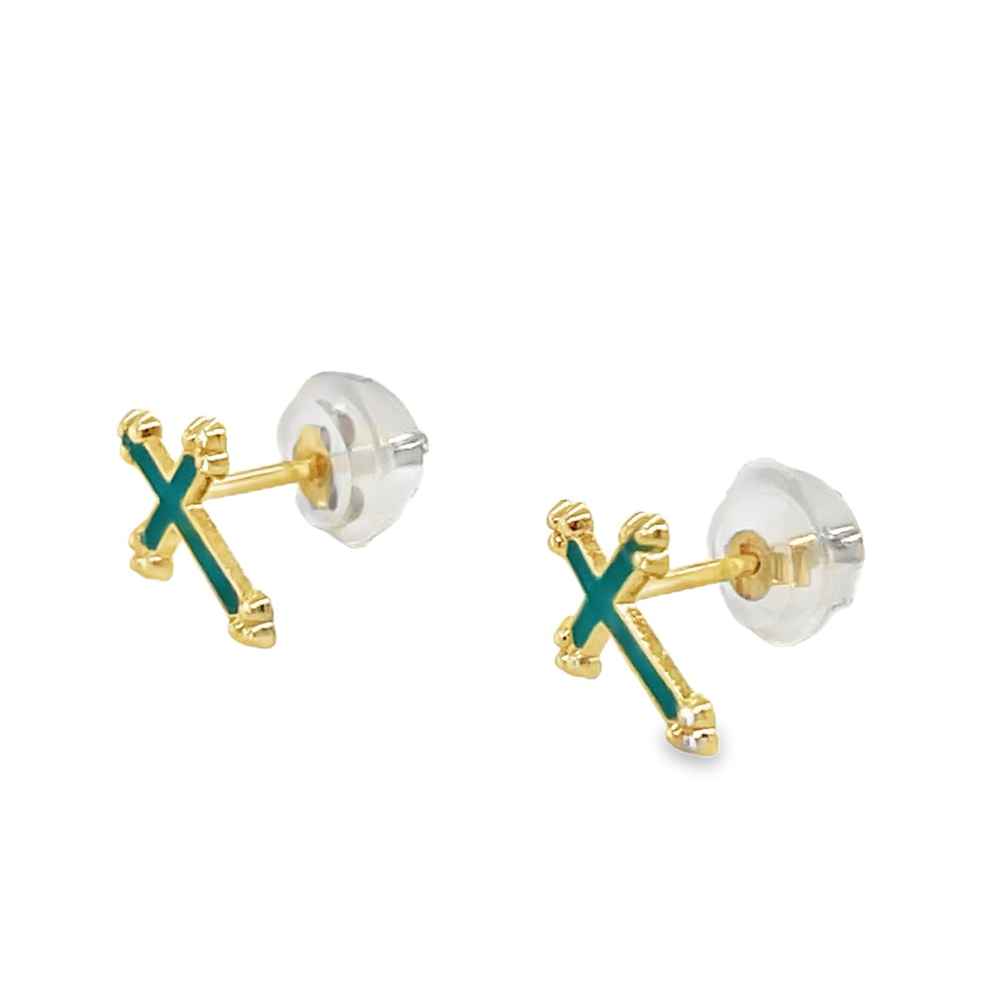 Jai's 14K Yellow Gold Vibrant Baby Cross Studs