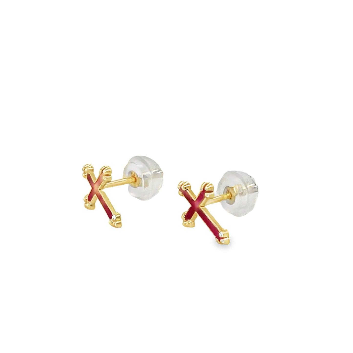 Jai's 14K Yellow Gold Vibrant Baby Cross Studs