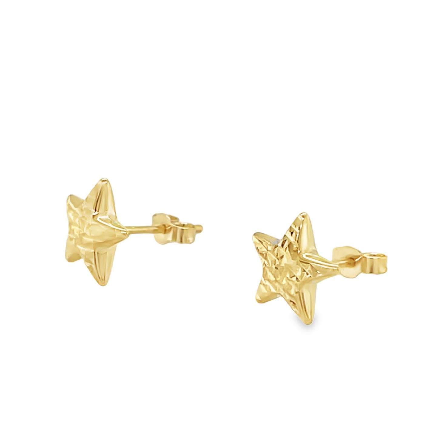 Jai's 14K Yellow Gold Baby Diamond-cut Star Studs