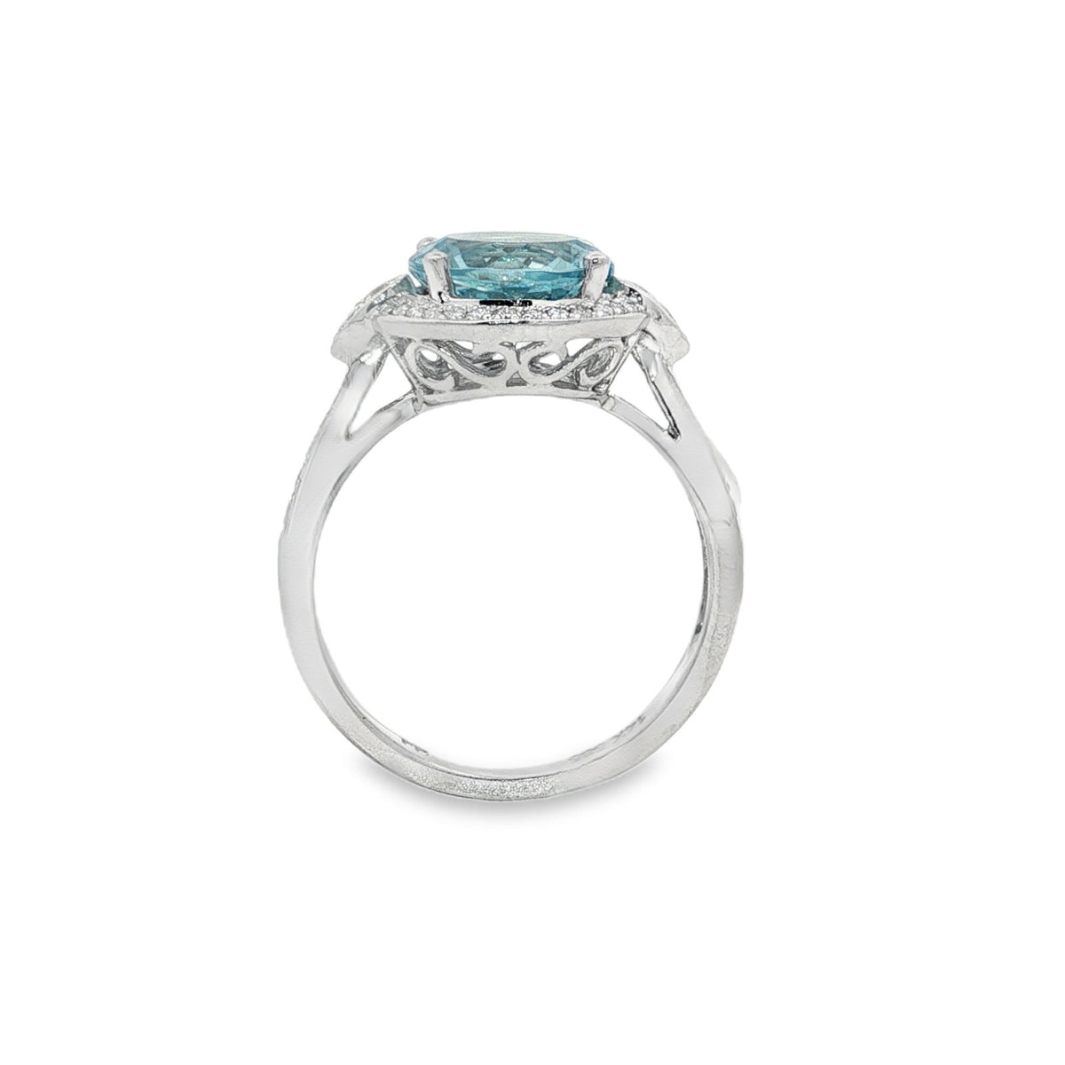 Jai's 14K White Gold Aquamarine & Diamond Ring